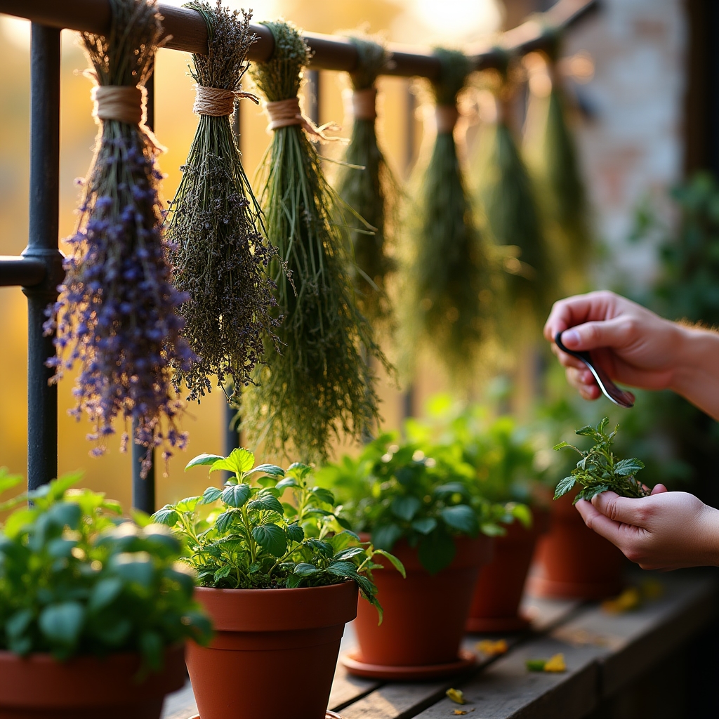 Recoltarea plantelor aromatice toamna pe balcon